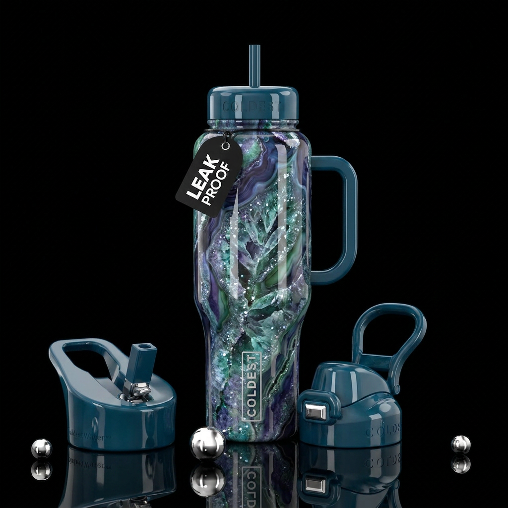 Crystal vein agate water bottle design