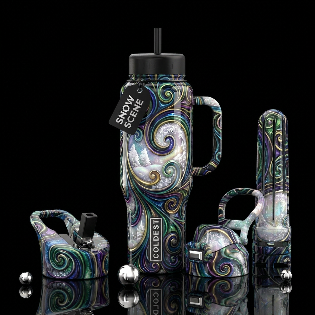 Swirls n ice water bottle design