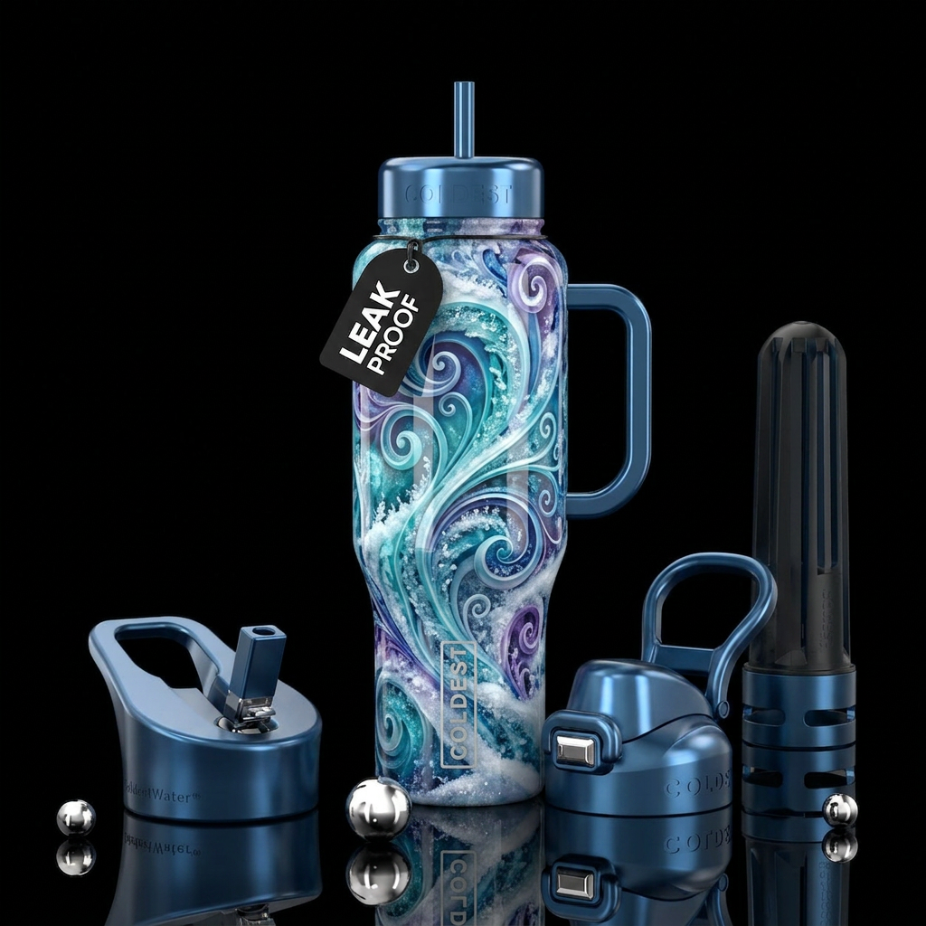 Icy swirls water bottle design