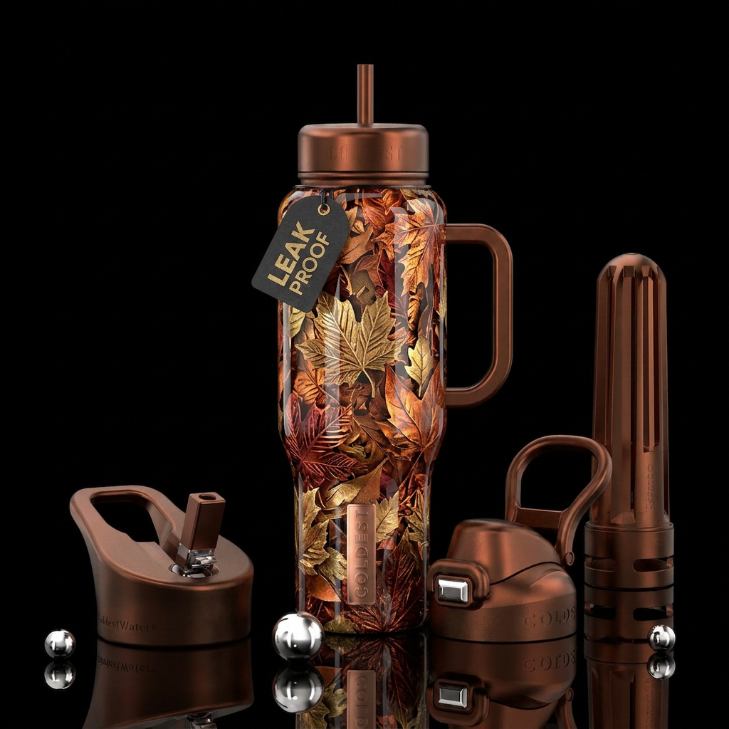 foil leaves water bottle design