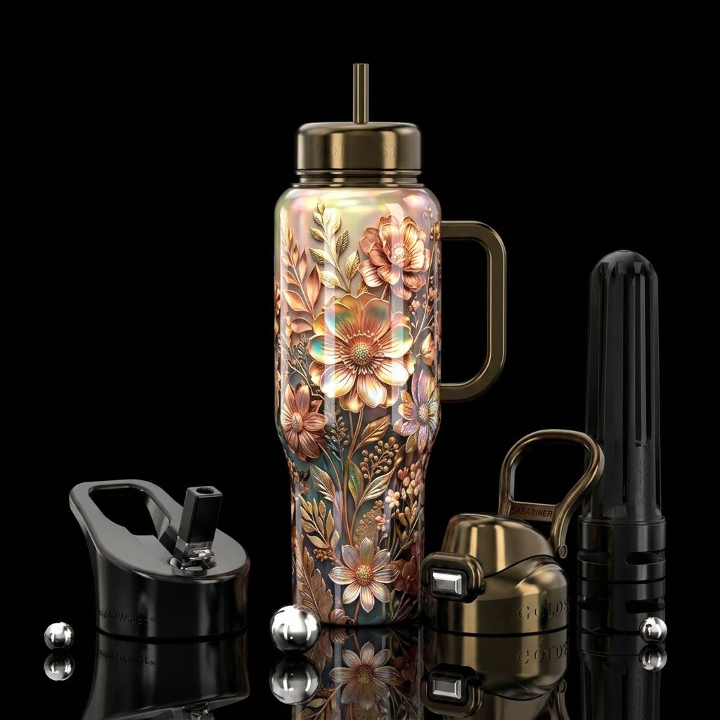 Gorgeous floral water bottle design