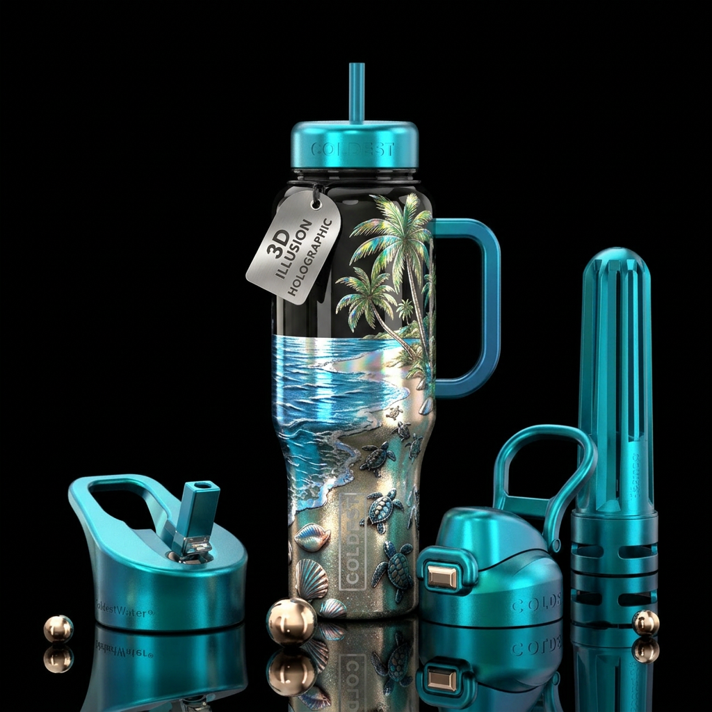 Ocean scene water bottle design