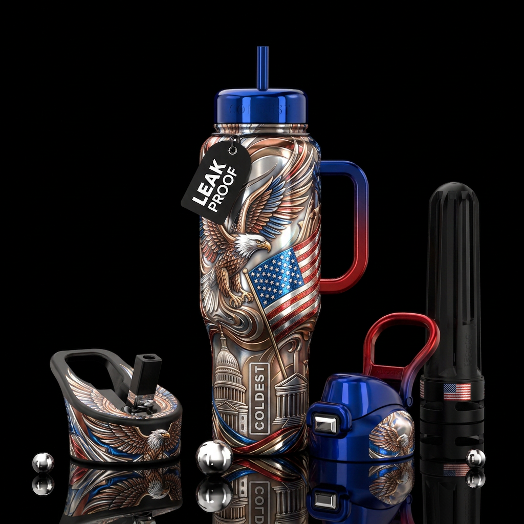 God bless America water bottle design