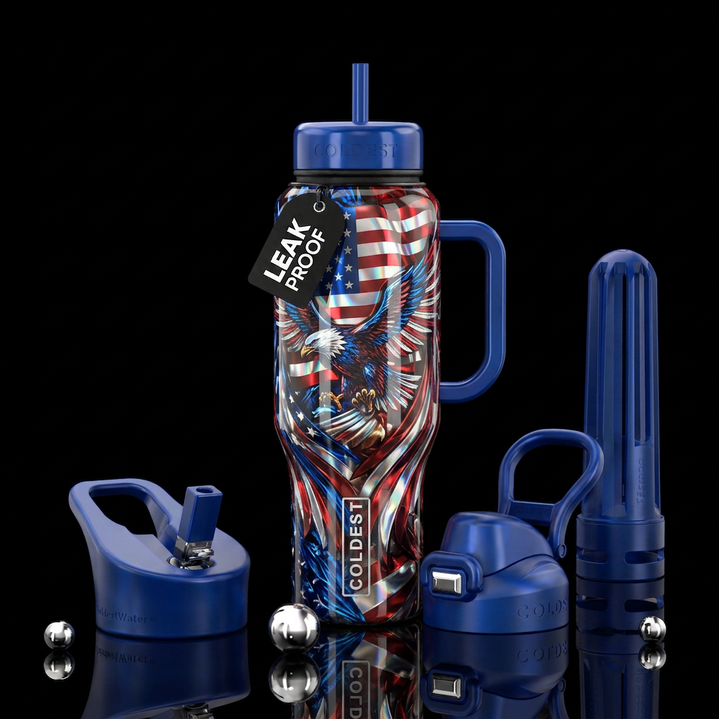 Land of the free water bottle design
