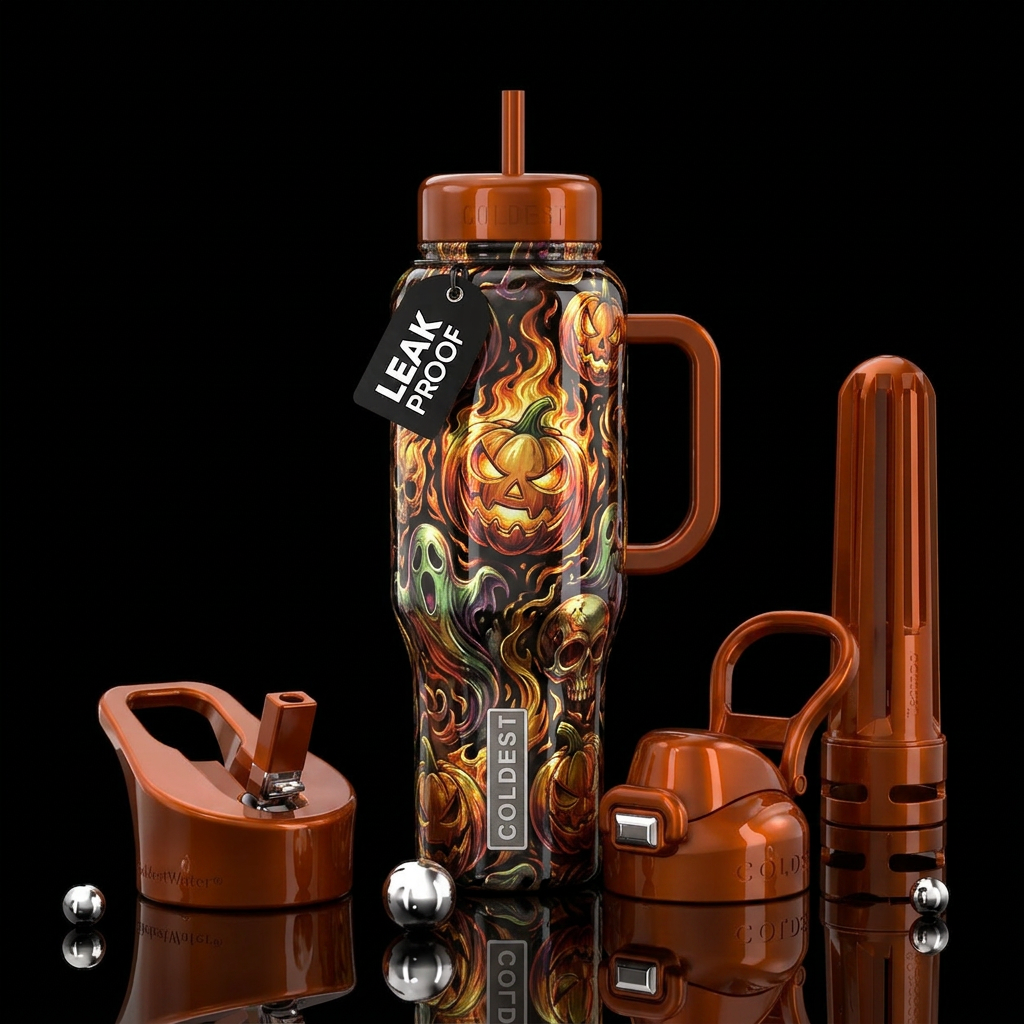 Halloween fire water bottle design
