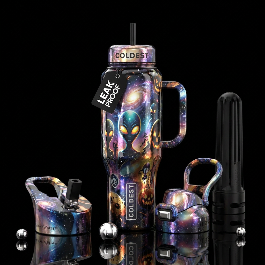 Space Halloween water bottle design