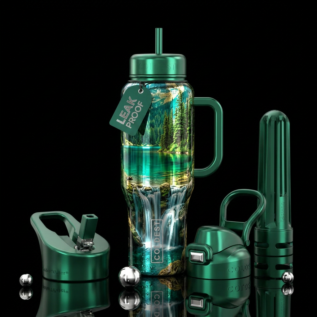 Waterfalls water bottle design