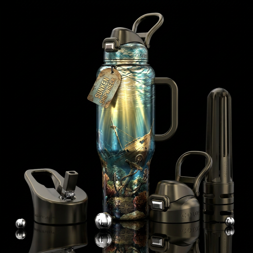 Ship wrecked water bottle design