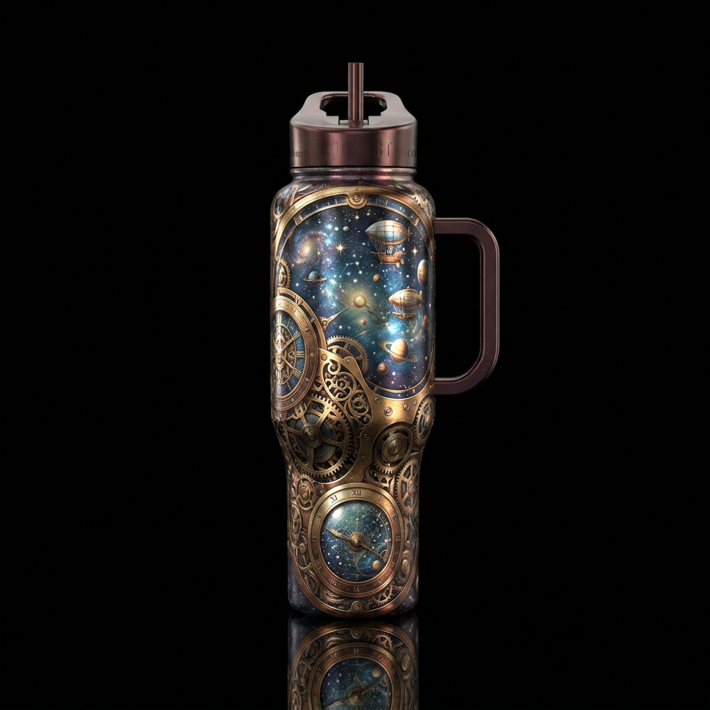 Through space and time water bottle design