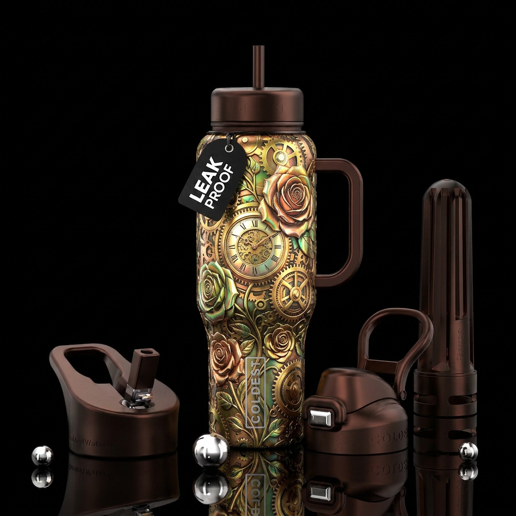 Timeless flowers water bottle design