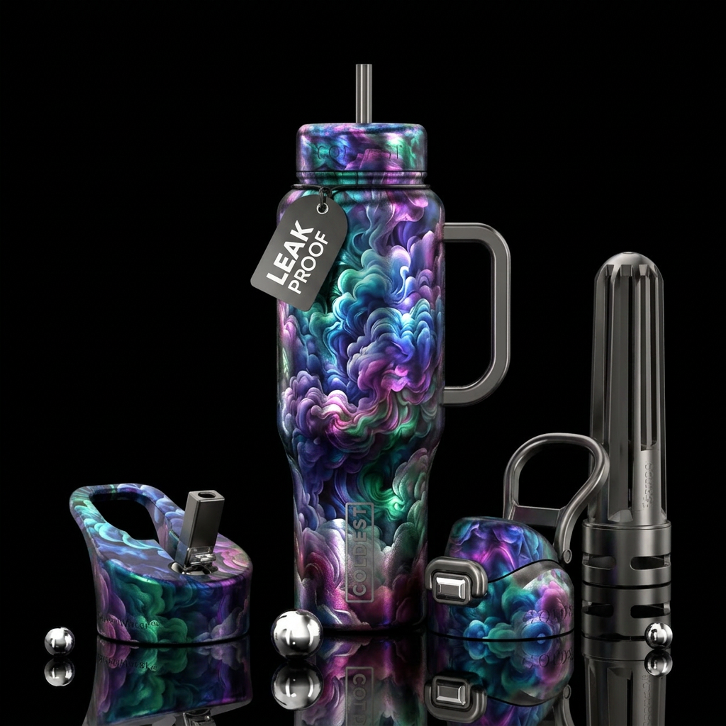Clouds of color water bottle design