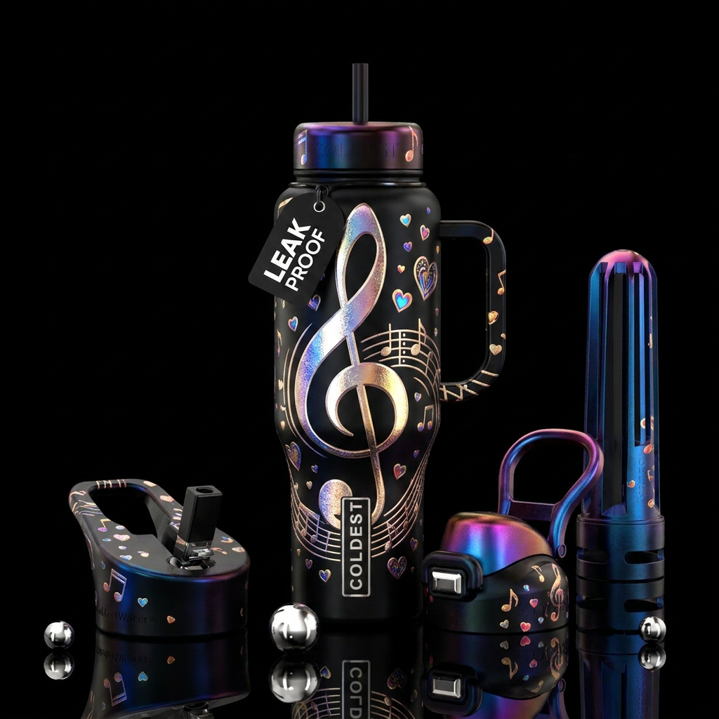 Love of music water bottle design