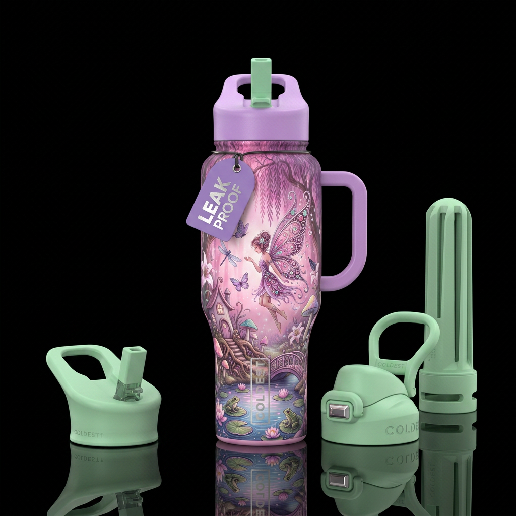 Whispers by the pond water bottle design