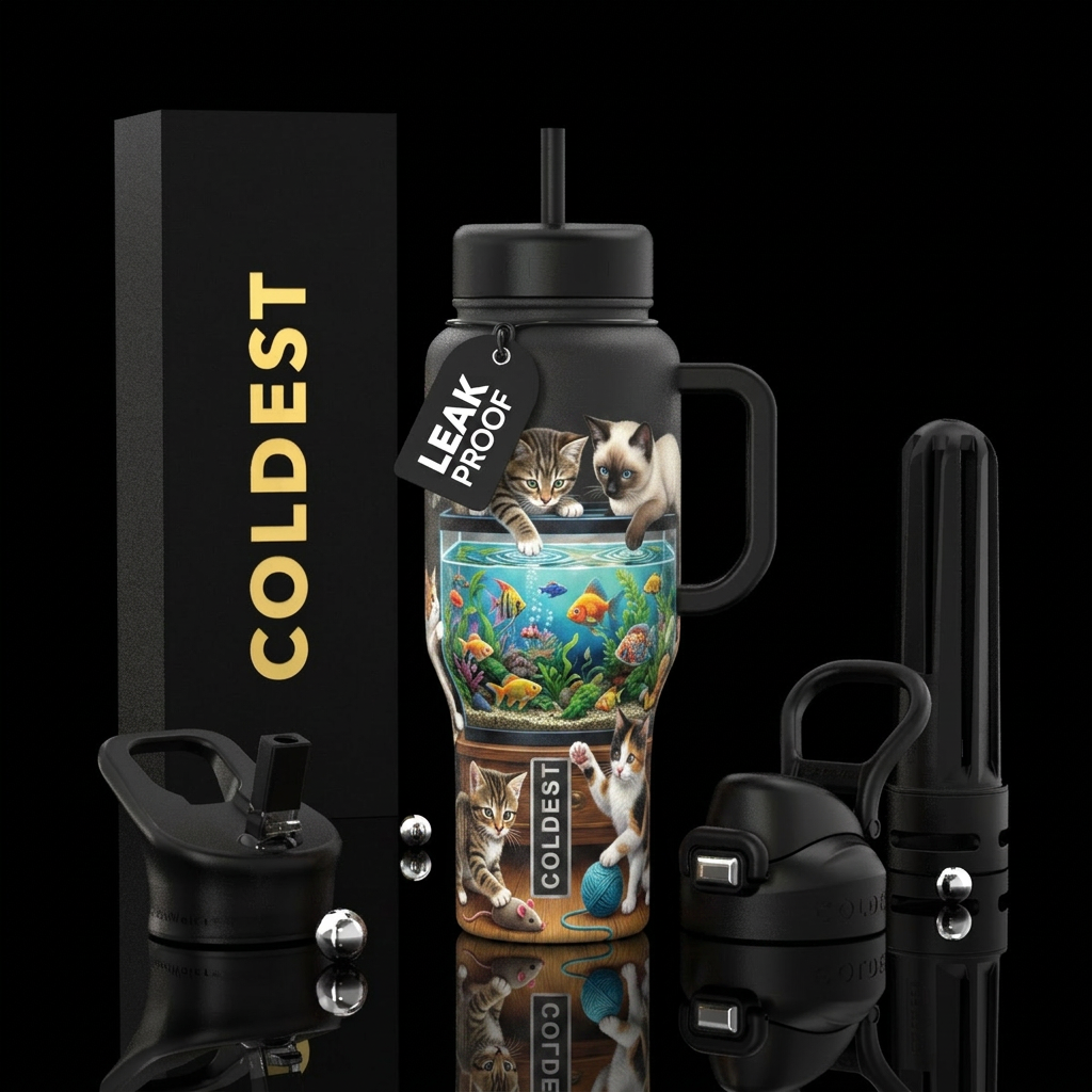 Baby kittens water bottle design