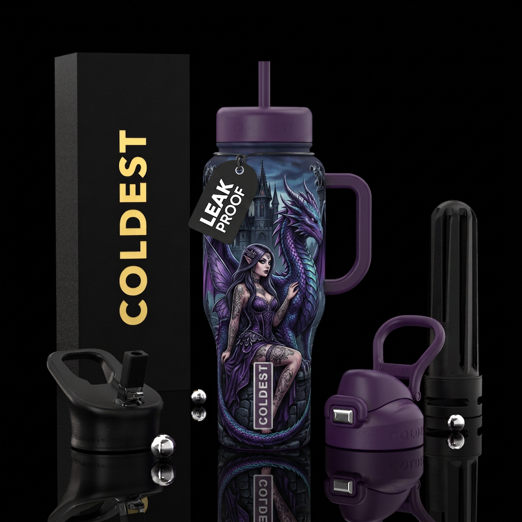 Wings of the dark moon water bottle design