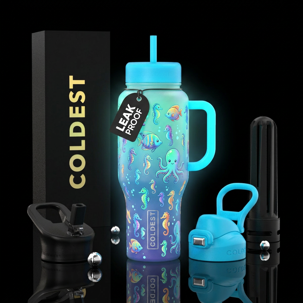 Baby sea horses water bottle design