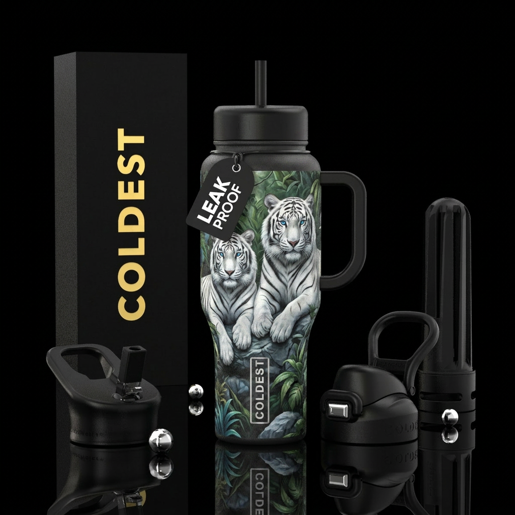 The eye of a tiger water bottle design