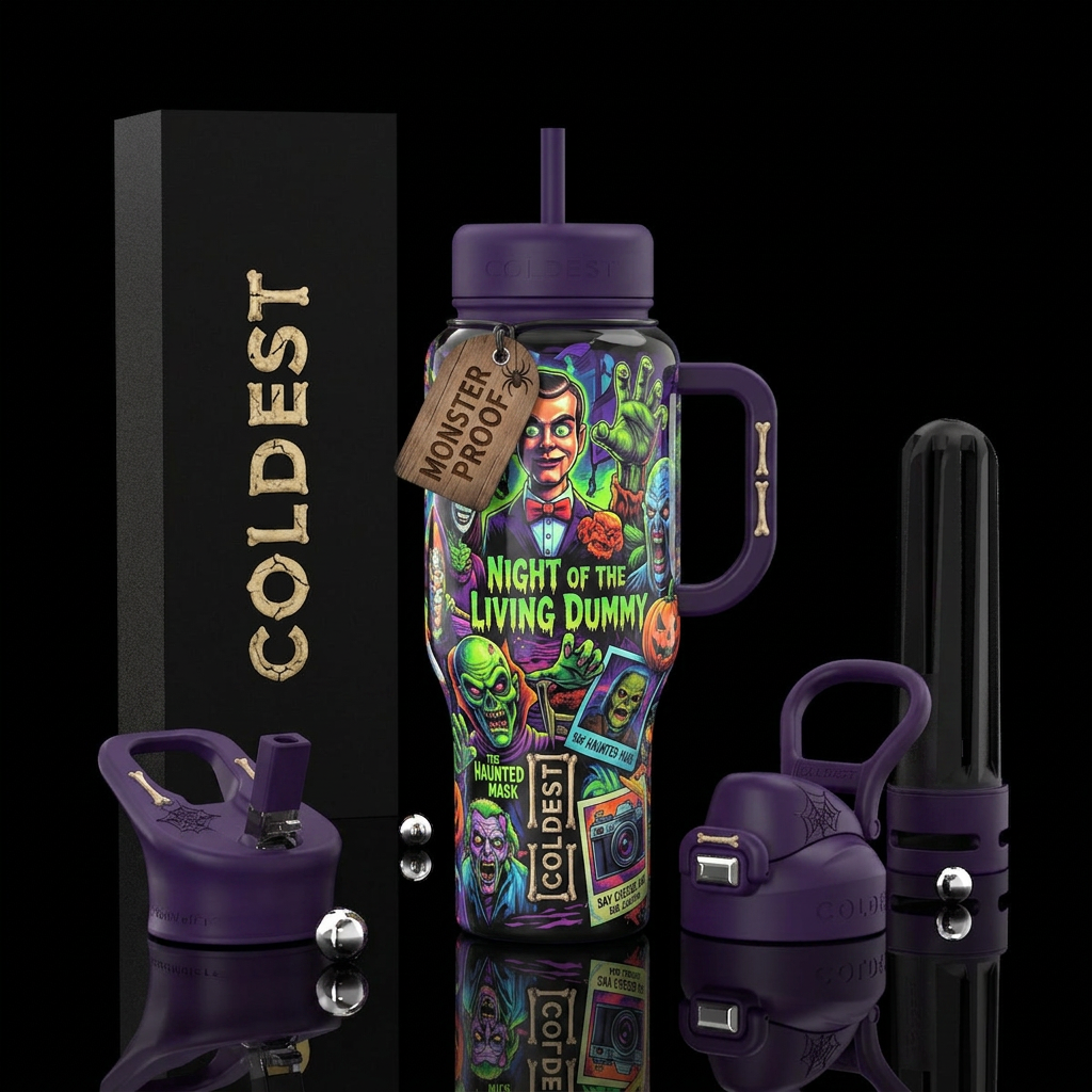 A goosebumps inspired spooky bottle water bottle design