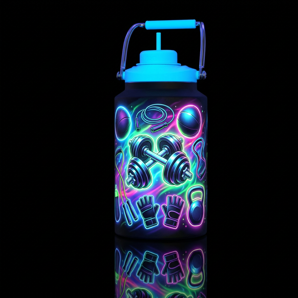 Neon realistic weights medicine balls jump ropes t... water bottle design