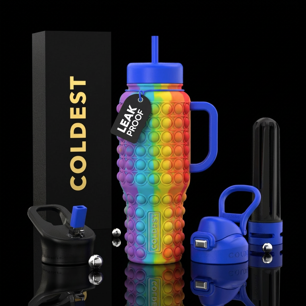 Cup made of pop it toy water bottle design