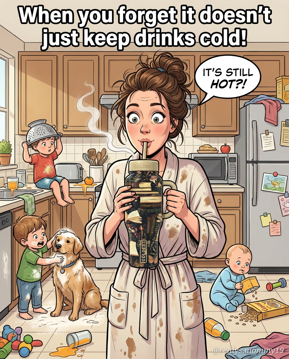 Overstimulated mom in the middle of children's cha... water bottle design