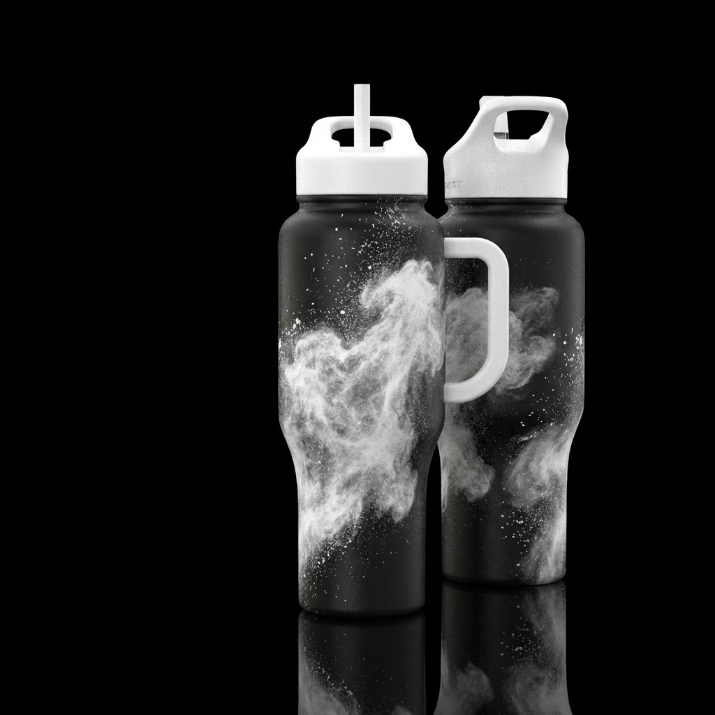 Solid cup with with a white chalky clap cloud with... water bottle design