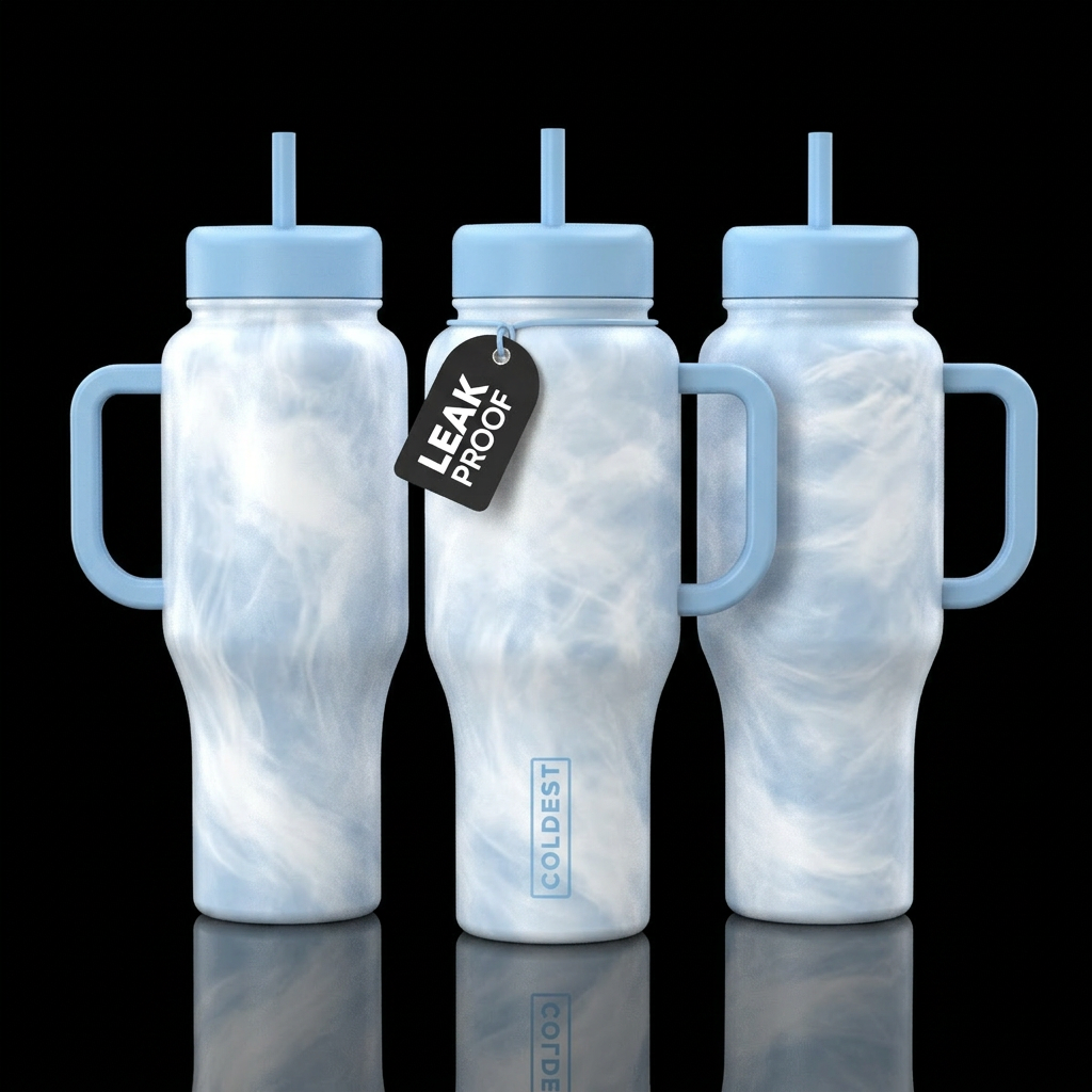 Cup inspired by wispy white air with matching powd... water bottle design