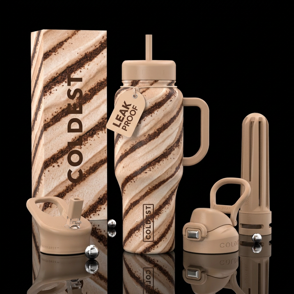 Cup made of creamy light whipped milk chocolate mo... water bottle design