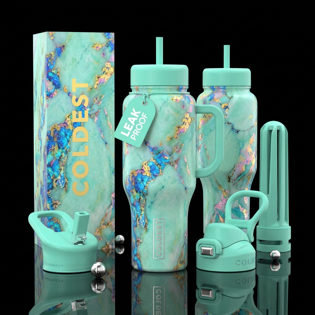 Cup made from a light unusual unique color and pat... water bottle design