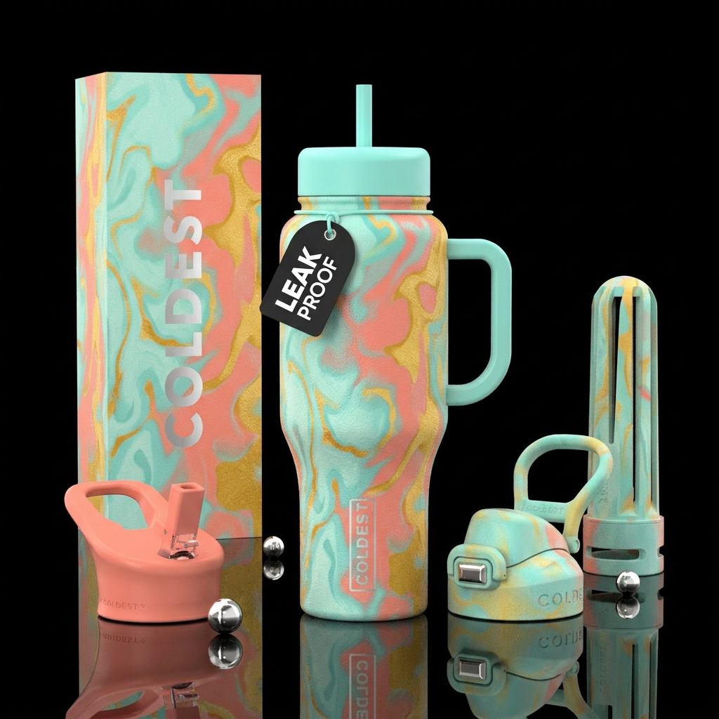 Cup made from a light unusual unique color and pat... water bottle design