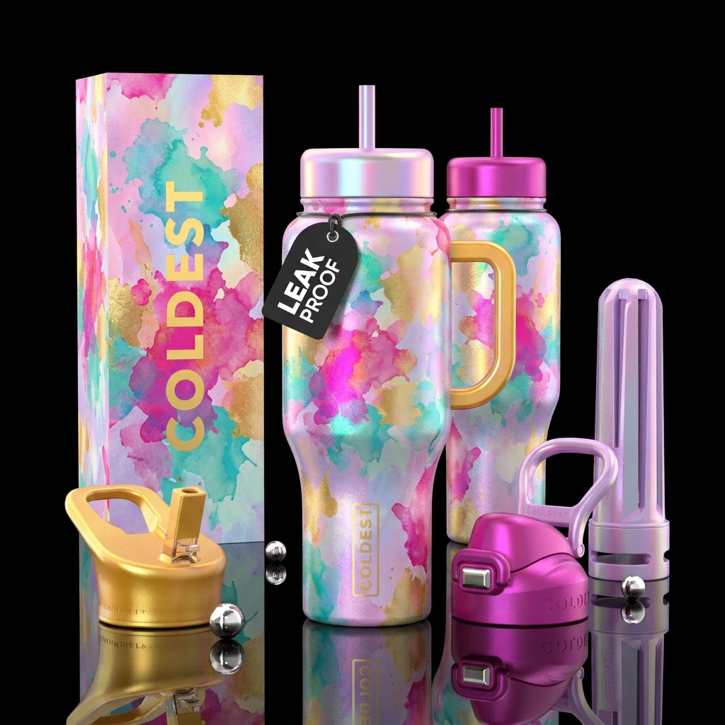 Girly Cup made from an unusual unique color and pa... water bottle design