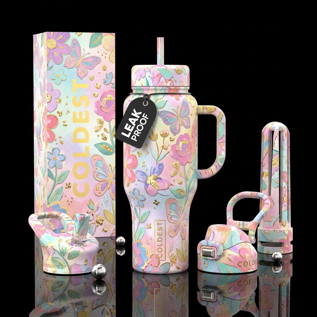 Girly Cup made from an unusual unique color and pa... water bottle design