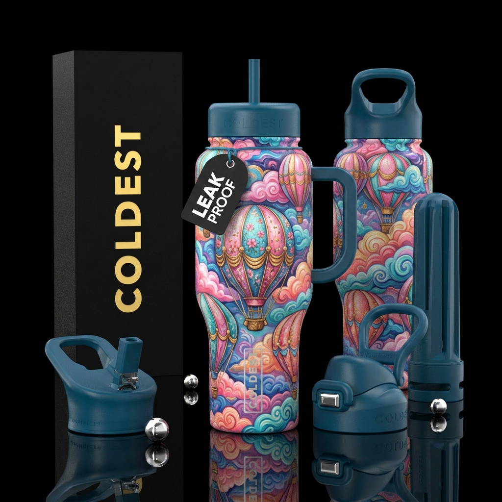 Painted girly hot air balloon Cup made from an unu... water bottle design