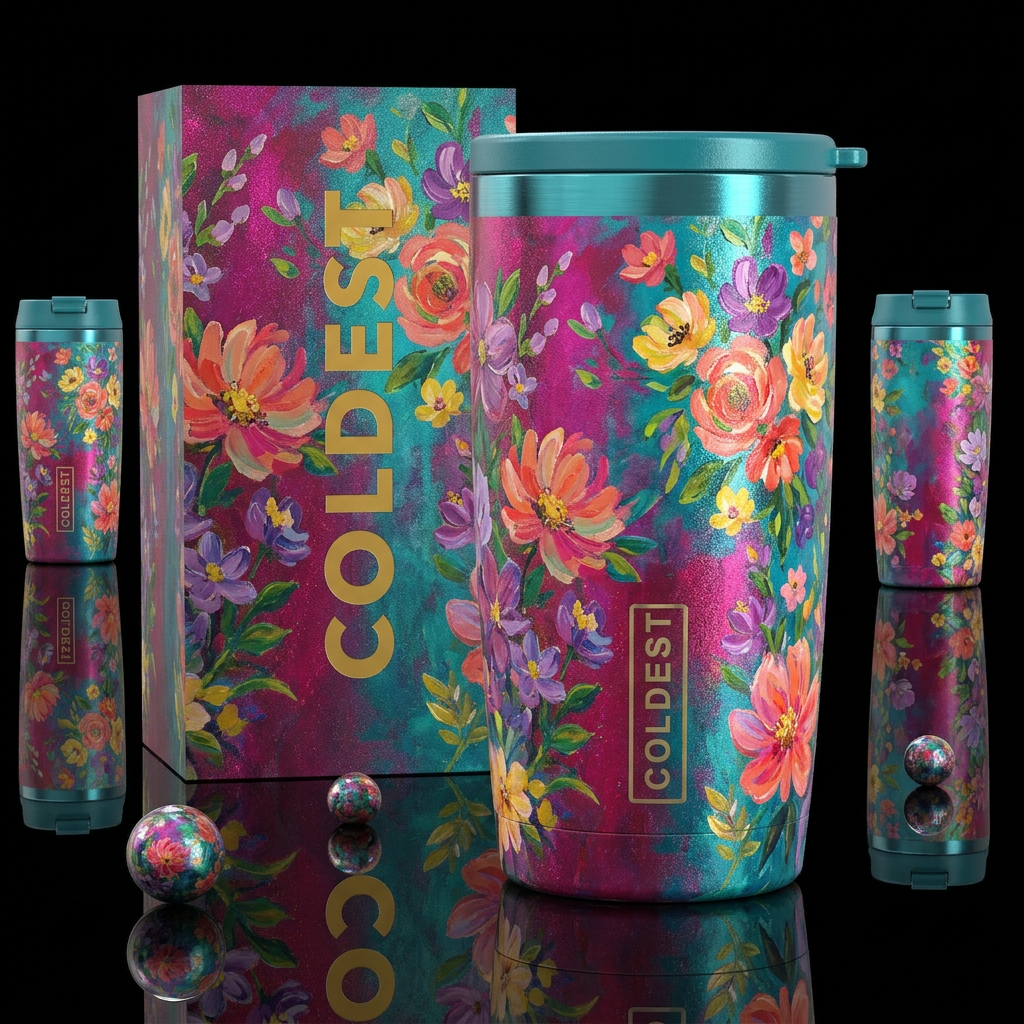 Painted girly flower Cup made from an unusual uniq... water bottle design