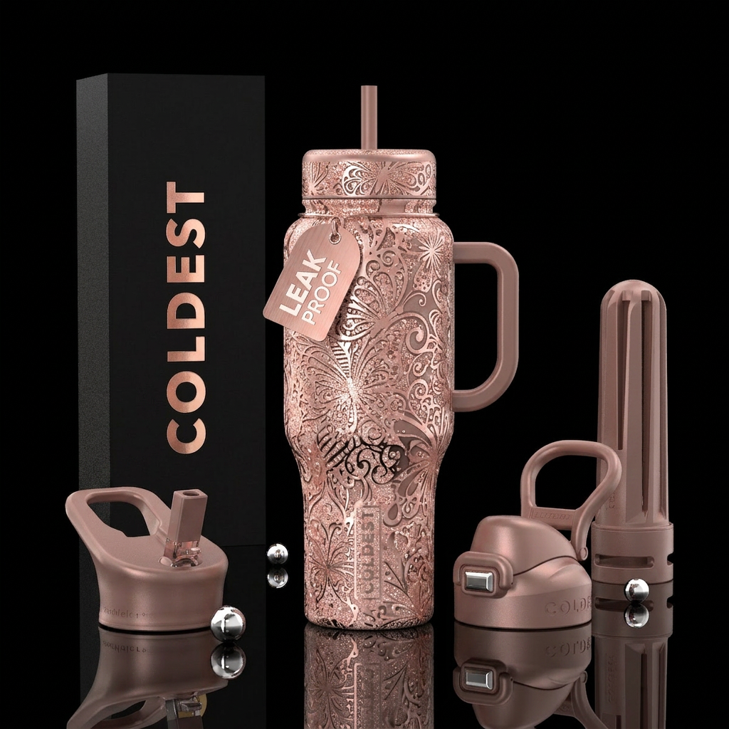 Rose Gold Painted girly Cup made from an unusual u... water bottle design