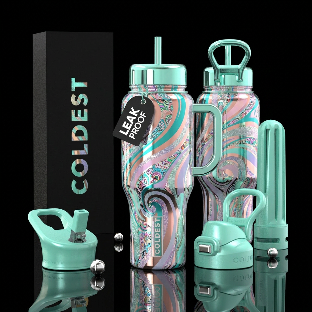 Mint chrome Painted girly Cup made from an unusual... water bottle design