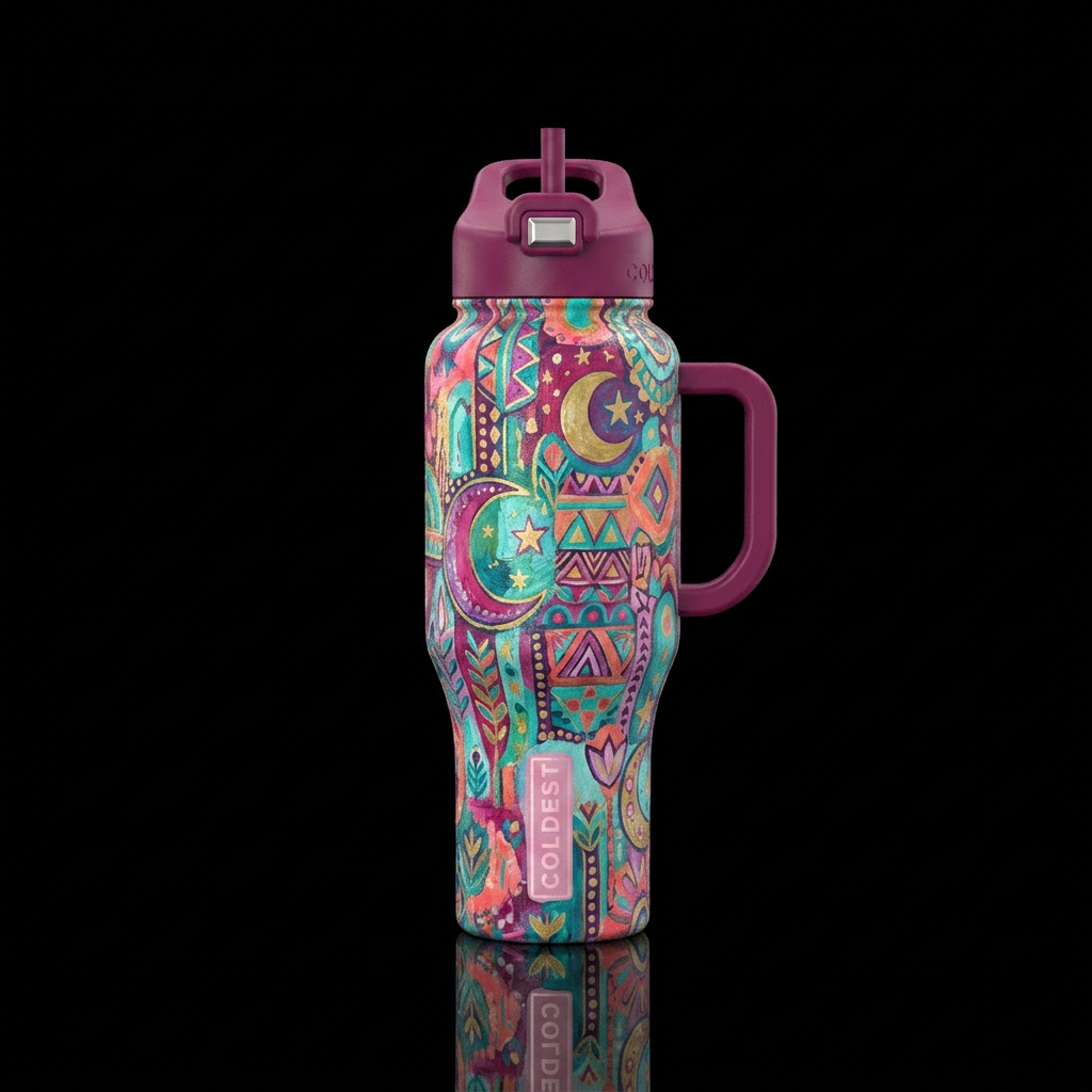 Girly painted Moon Cup made from an unusual unique... water bottle design