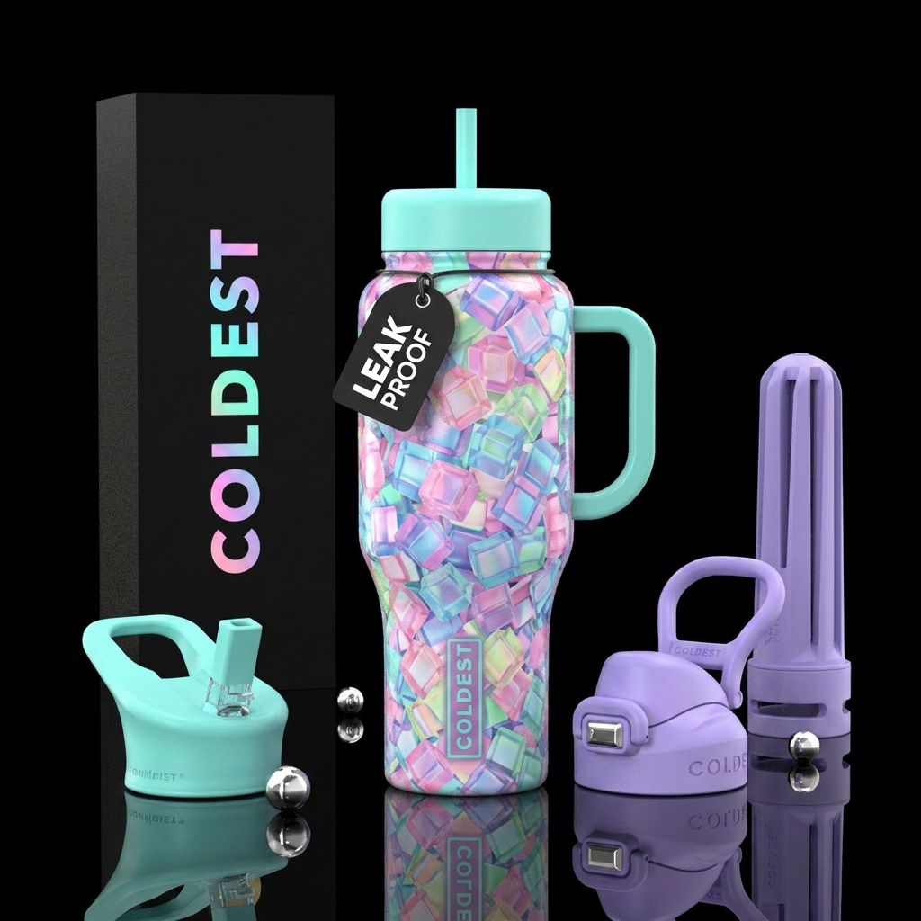Refracting pastel jelly cubes Cup made from an unu... water bottle design