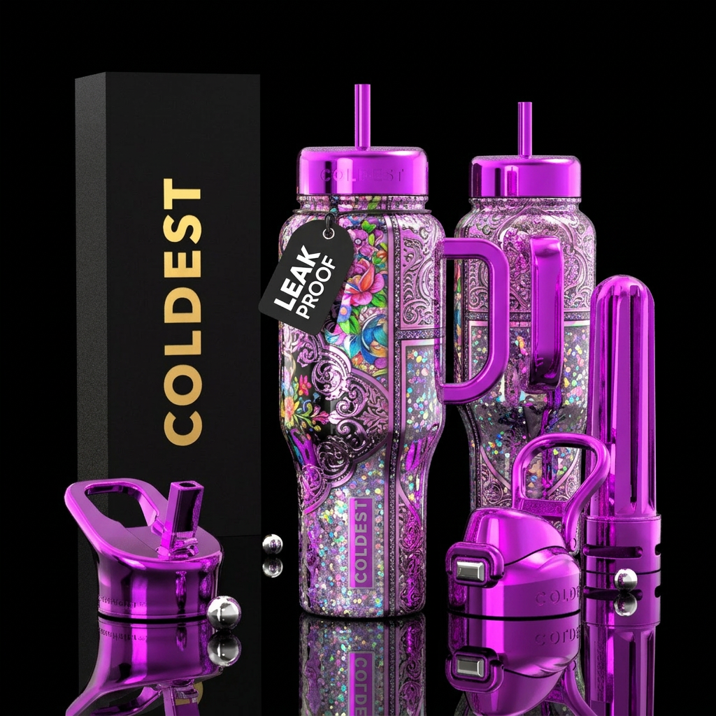 Florescent purple chrome Painted girly Cup made fr... water bottle design