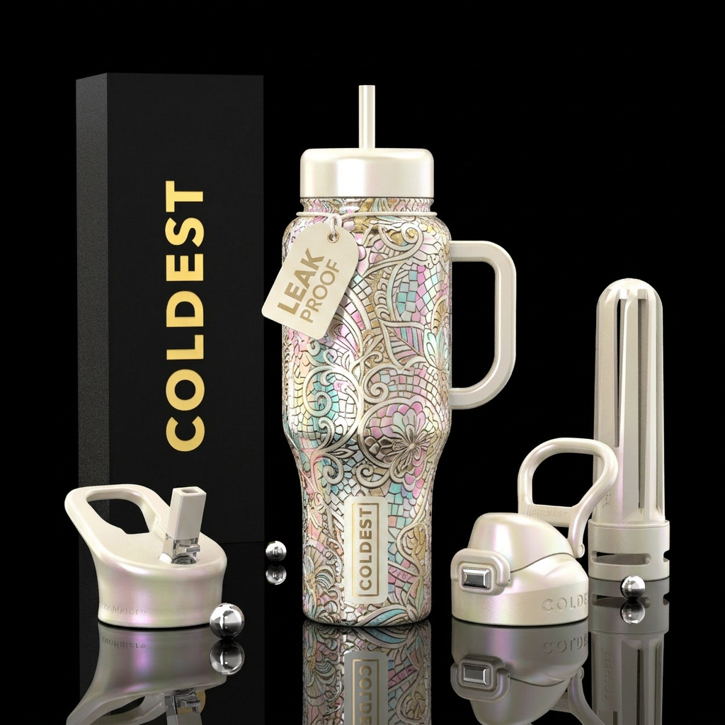 Creamy pearl chrome Painted girly Cup made from an... water bottle design