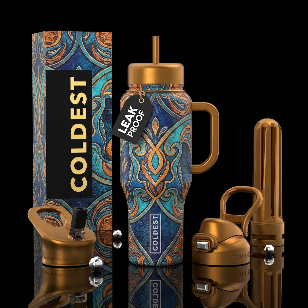 Give me a western vibe cup with unique colors and ... water bottle design