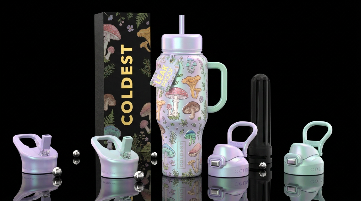 Dreamy pastel woodland textured matter, raised out... water bottle design
