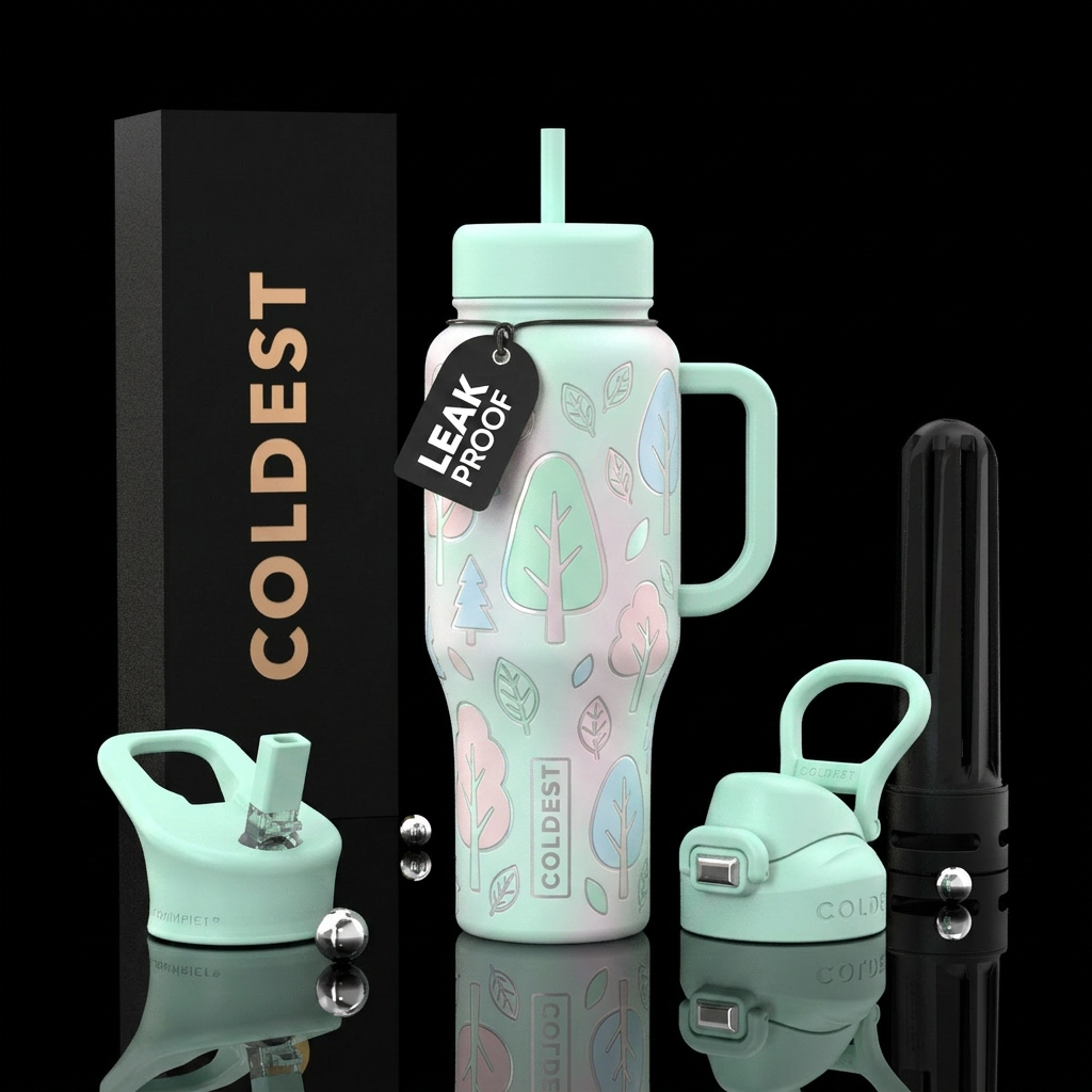 Dreamy pastel woodland textured matter, raised out... water bottle design