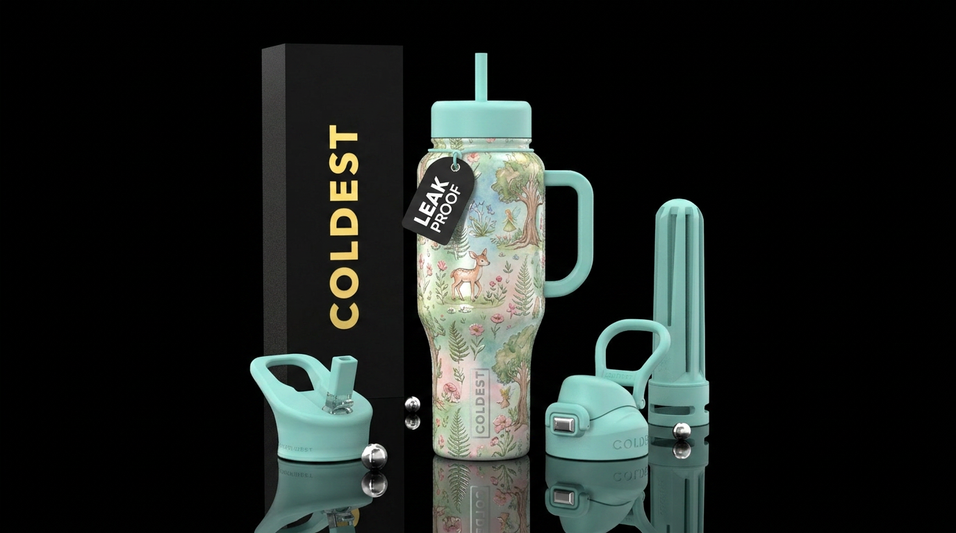 Dreamy pastel rustic woodland textured matter, rai... water bottle design
