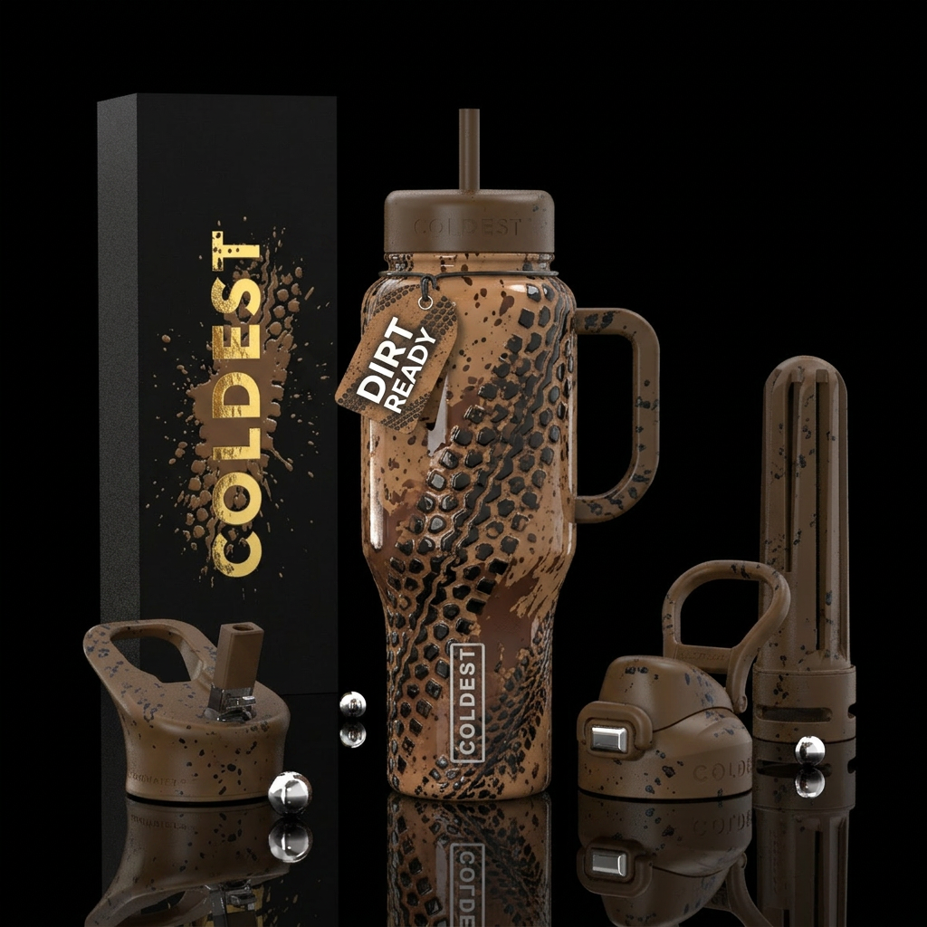 Dirt bike racing pattern with dirt and tire tracks... water bottle design