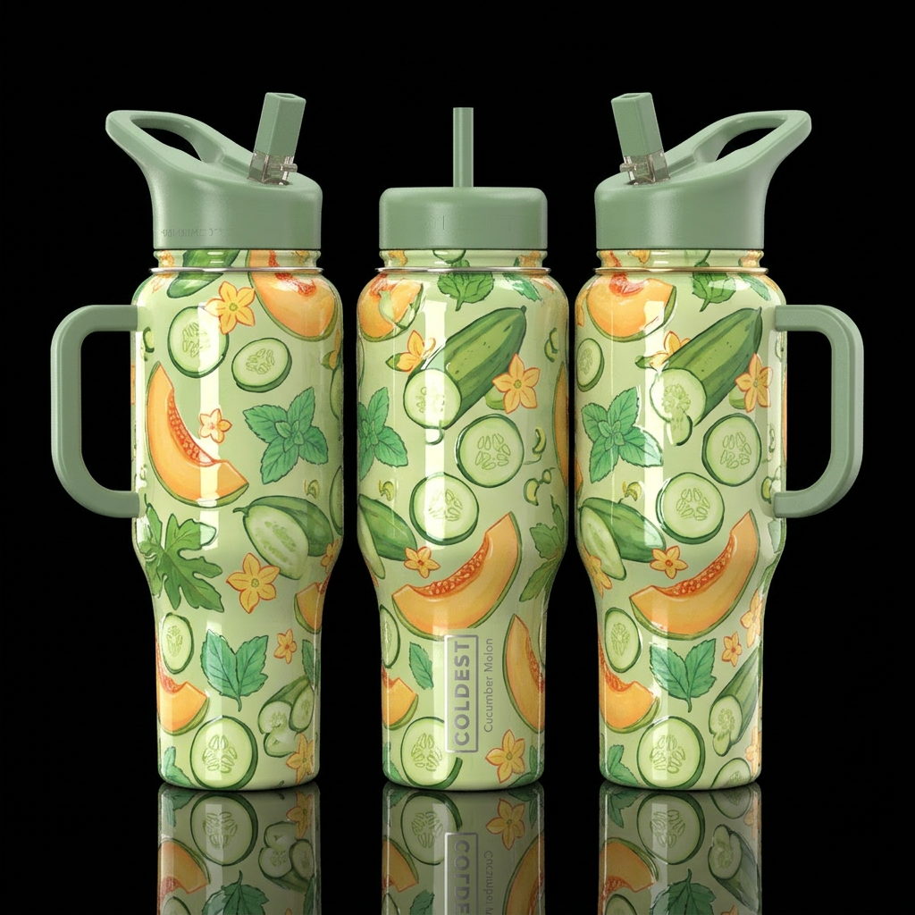 Glossy bottle with glossy slightly raised texture ... water bottle design