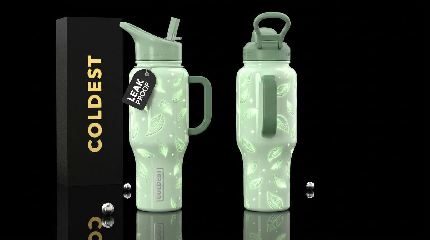 Glossy bottle with slightly raised textured Cute s... water bottle design
