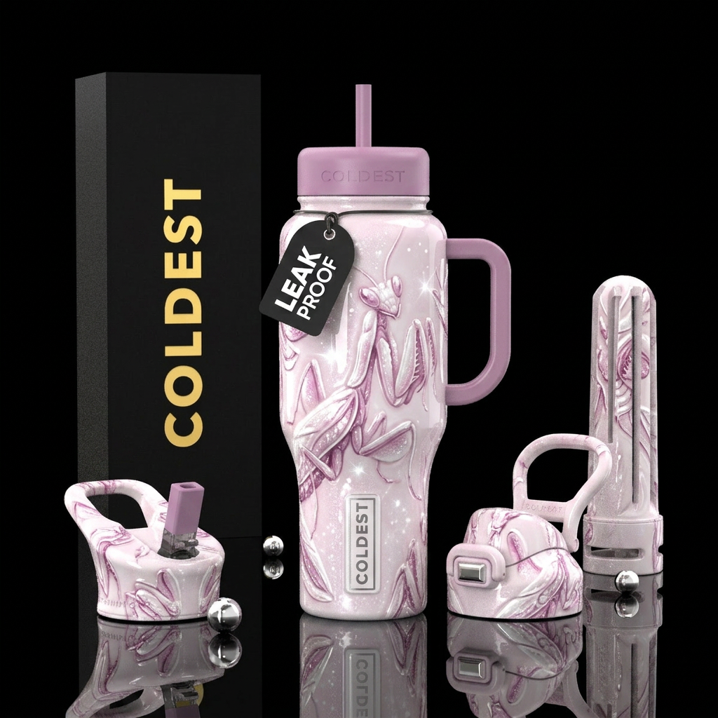 Glossy bottle with slightly raised textured Cute s... water bottle design