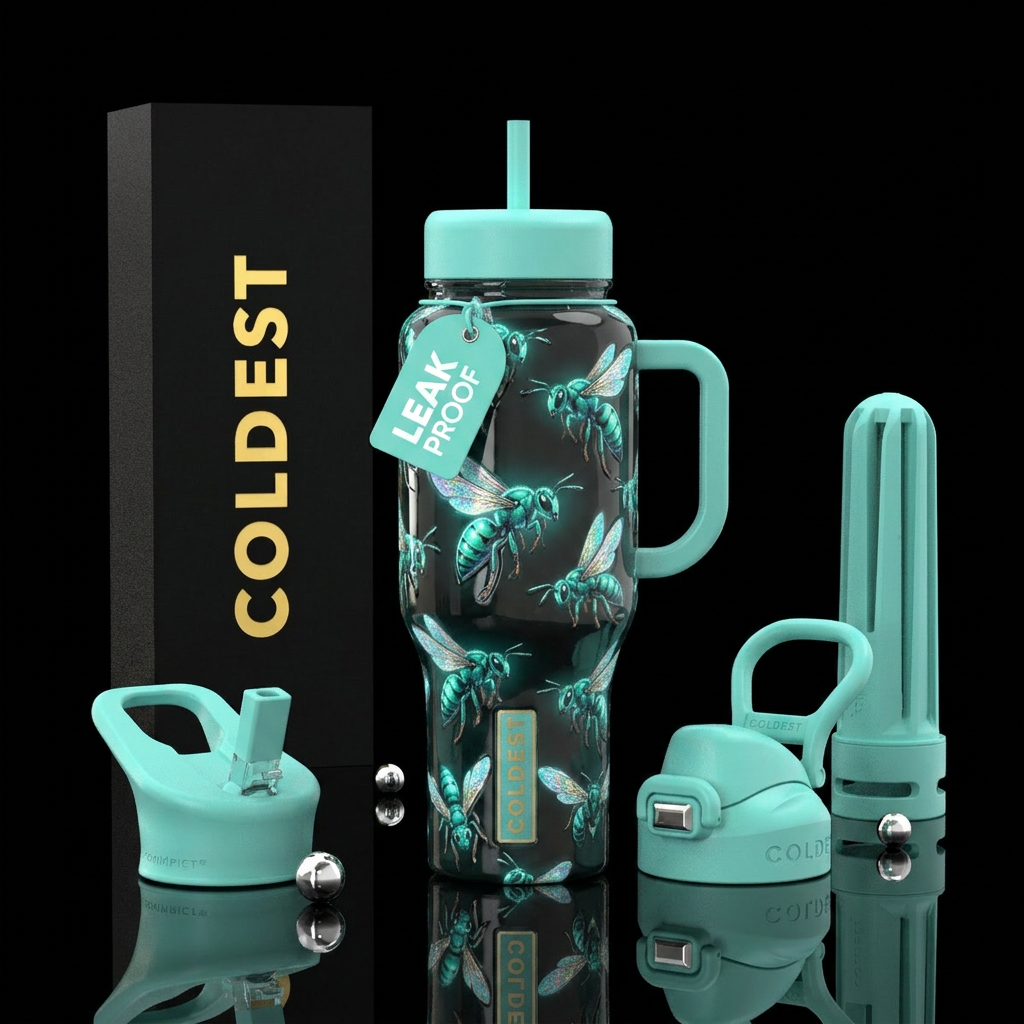 Glossy bottle with slightly raised textured Cute s... water bottle design