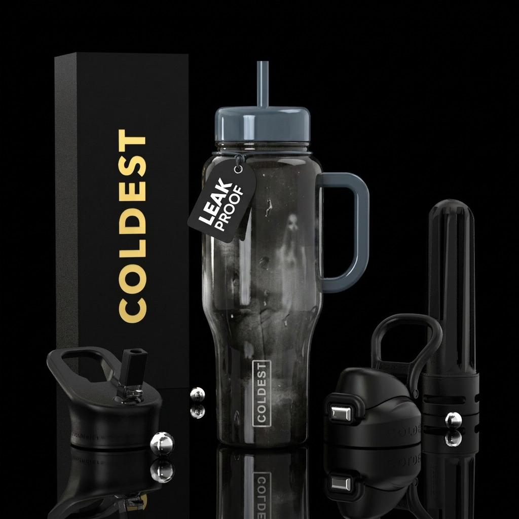 Glossy cup with slightly raised texture haunted pa... water bottle design